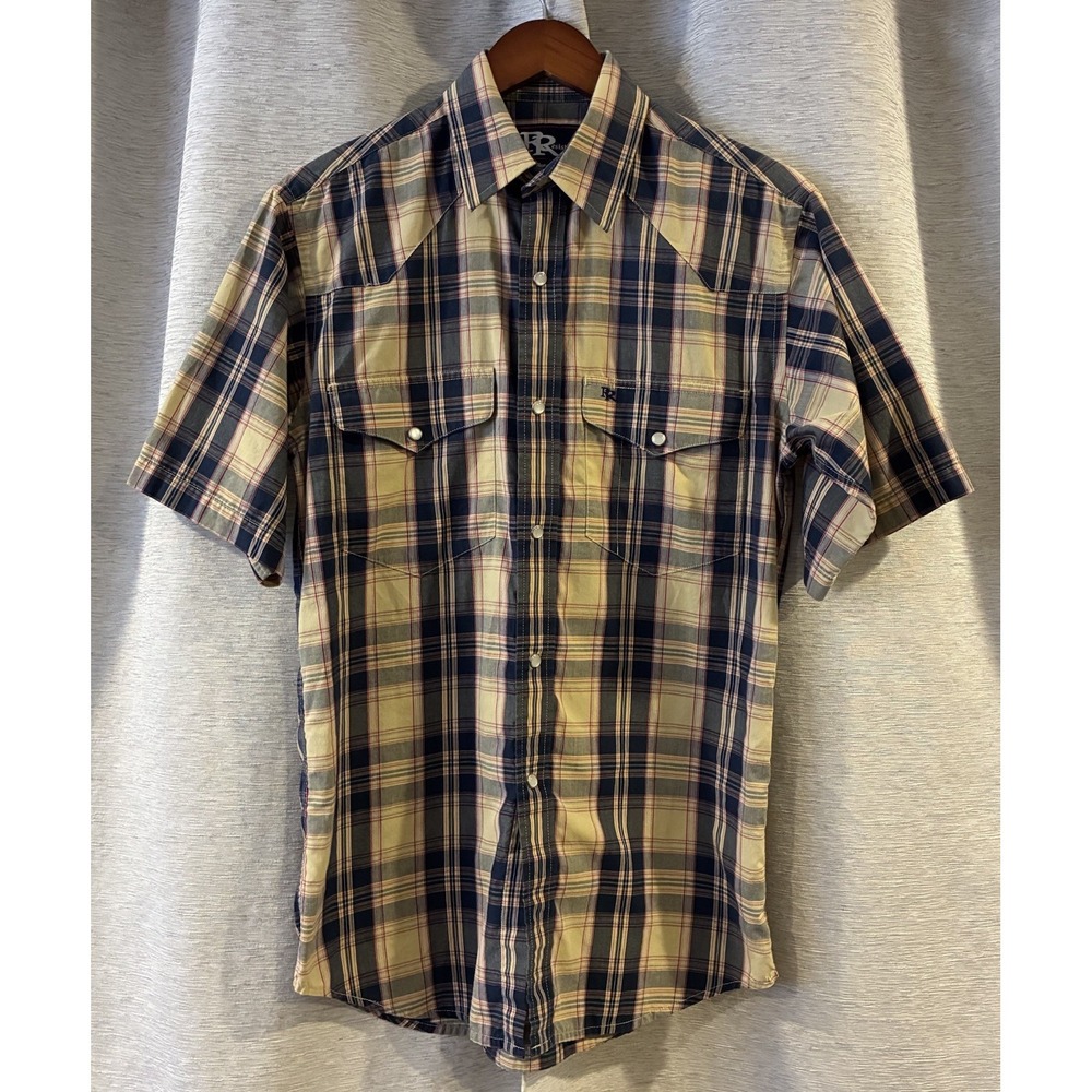 VTG Resistol Men's Small Rodeo Gear Western Pastel Plaid Shirt Cowboy  90's‎